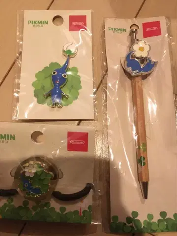 닌텐도 스토어 공식 파랑 피크민 배지 볼펜 머리끈 세트