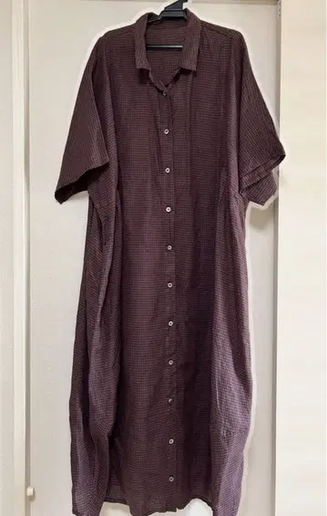 100% a hundred percent 셔츠 원피스 체크 무늬 프리