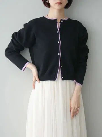 [ Lumier 같은 형태 ] 레이어드 디자인 배색 니트 가디건