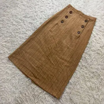 Chez toi 셰토와 빈티지풍 롱 스커트 세미 플레어 브라운