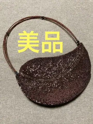 [새상품급] 총 비즈 토트백 핸드백 파티백 브라운 잎사귀