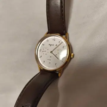 agnes b. 아그네스 베 손목시계 골드 브라운 배터리 방전