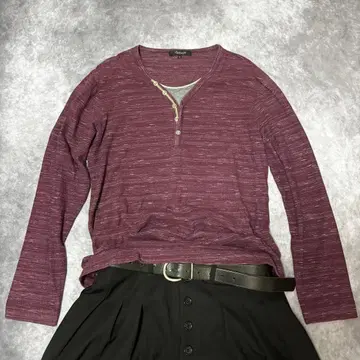 y2k 00s 헤이세이 멜란지 레이어드 스타일 티셔츠 그런지 와인