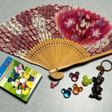 미키마우스 디즈니 부채 카드놀이 키링 잡화 쇼와 레트로