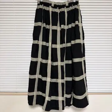 이치 앤티크스 코튼 린넨 스커트 체크