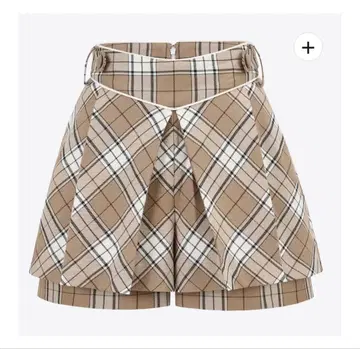 Andwang 티어드 체크 쇼츠 베이지