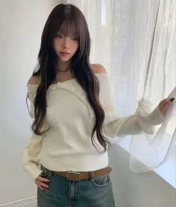 anyonemore 오프숄더 니트 머플러 세트