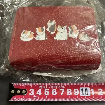 나츠메 우인장 냥코 선생님 코인 케이스 미니 지갑 빨간색 고양이 패턴