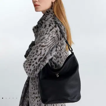 vunque 벙크 블랙 천연 가죽 숄더백 Perfec Baggy Hobo