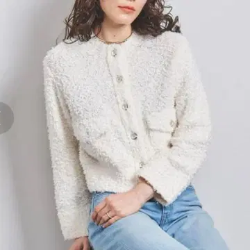 유나이티드 애로우즈 슬라브 니트 가디건 자켓 트위드 셔츠