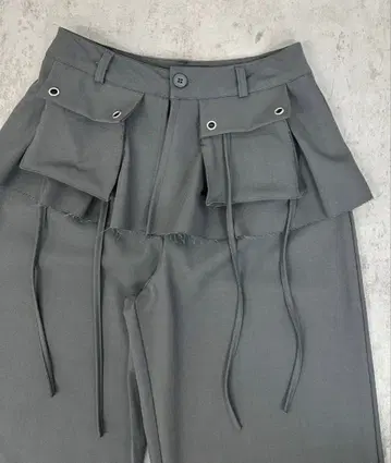 플랩&스트랩 디자인 레이어드 스커트 와이드 팬츠