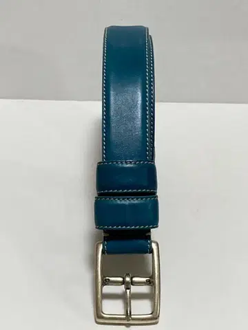 SANTA TRINITA 이탈리아제 파랑 가죽 벨트 금속 버클