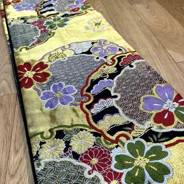 육통 무늬 후쿠로 오비 눈꽃송이 칠보 꽃 문양 금실 847