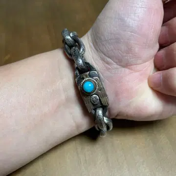 인디언 이글 모티브 터콰이즈 실버 팔찌