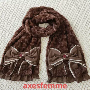 axes femme 브라운 머플러 리본 포함