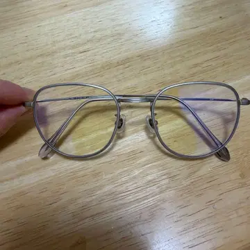 Zoff 실버 메탈 라운드 안경 케이스 포함