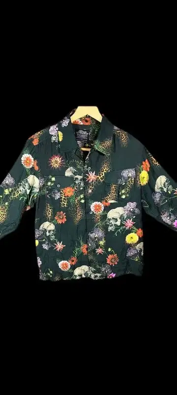 Roen 알로하 셔츠 꽃과 스컬과 레오파드 패턴 사이즈 48