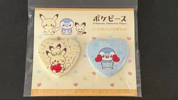 포켓몬 피카츄 팽도리 하트형 캔뱃지 2개 세트