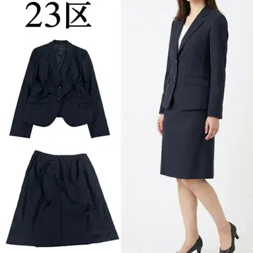 Q64 새상품급 M 23구 스트라이프 비즈니스 모직 셋업 여성용