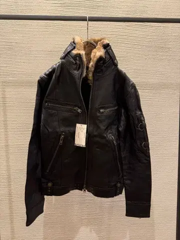 00s midas leather fur jacket blouson y2k