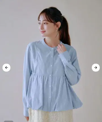 COHINA 벌룬헴 밴드 카라 셔츠