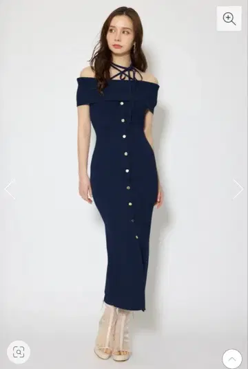 [ 신상! 거의 미사용 ] rienda/리엔다/오프숄더 니트 타이 원피스