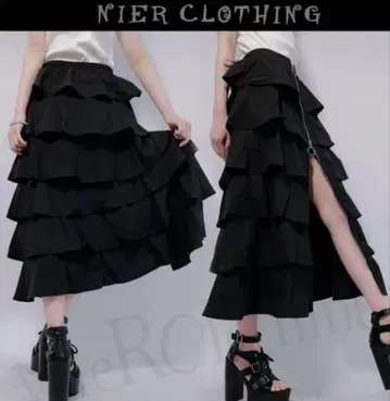 NieR 6단 프릴 DOUBLE ZIP LONG SKIRT