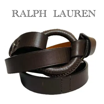 [새상품급] 랄프 로렌 가죽 벨트 2줄 브라운 내로우 타입 링