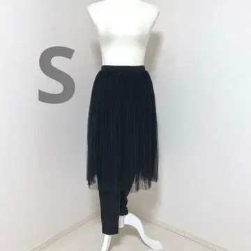 GU 시어 스커트 레이어드 팬츠 블랙 S 고급 성숙 캐주얼