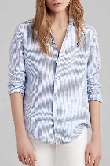 폴로 랄프 로렌 린넨 셔츠 XS 스트라이프 여성용