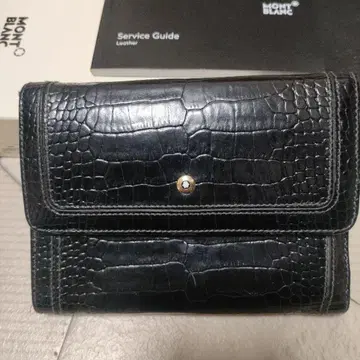 몽블랑 삼단 접이식 지갑 블랙 가죽 지갑 악어 엠보싱