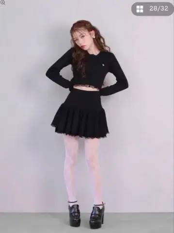 M me eme Rib 니트 미니 스커트 & 니트 탑스