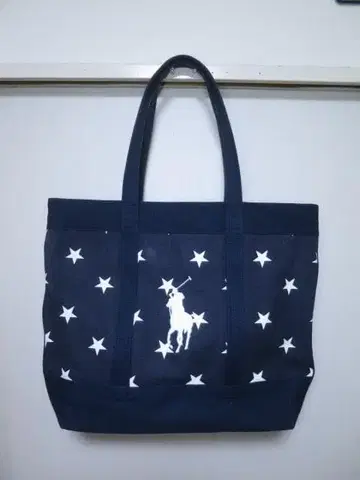 폴로 랄프 로렌 스타 토트백 캔버스 별 패턴 빅 포니