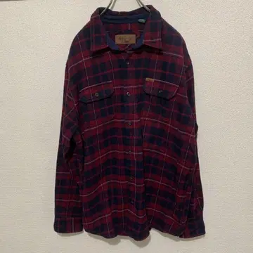 90s ORVIS 오비스 헤비 플란넬 셔츠 와인 보르도 네이비