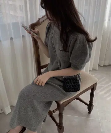 mieajunar sleeve puff knit 원피스 그레이