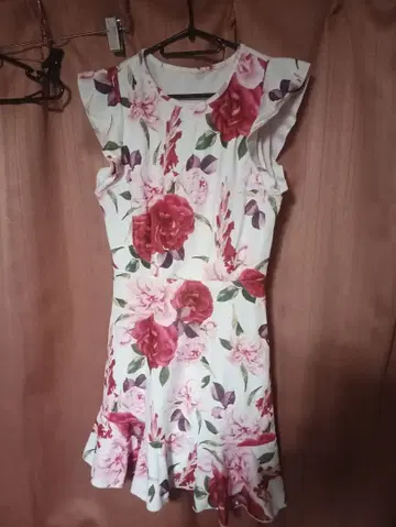 쉬인 꽃무늬 프릴 소매 슬리브리스 미니 원피스