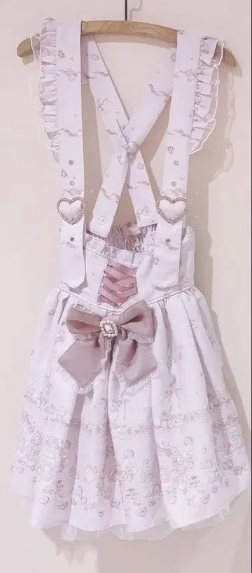 LIZLISA Girls Party 패턴 서스펜더 스커트 핑크