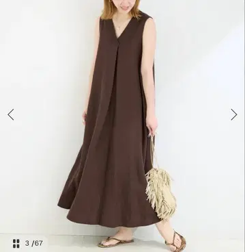 B.C STOCK 린넨 레이온 슬리브리스 원피스