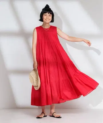 FREAK'S STORE 인도보일 맥시 티어드 원피스 레드