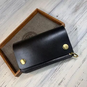 [ 트래커 지갑 미들 3층 ] 블랙 북미 스테어 골드 놋쇠