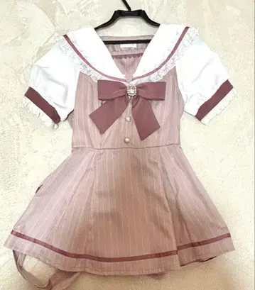 LIZLISA 세일러 카라 셋업 반팔 핑크