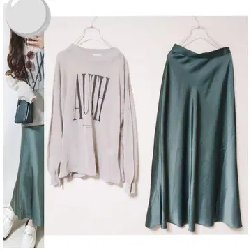 코디 세트 12G 로고 시어 니트 새틴 스커트