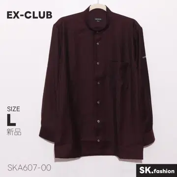 새상품 EX-CLUB 상의 긴팔 셔츠 헤링본 직조 가슴 포켓 부착