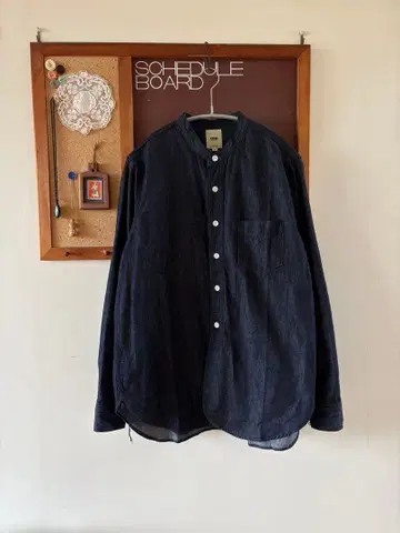 새상품급 FOB FACTORY 긴팔 인디고 데님 밴드 카라 셔츠