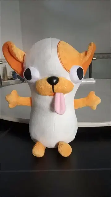 오렌지와 화이트 강아지 봉제 인형