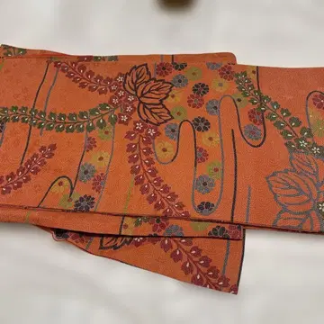 차분한 오렌지 꽃무늬 에도 상어 무늬 코몬