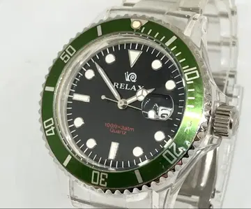 RELAX 릴랙스 손목시계 다이버 그린 서브 블랙 다이얼 세타가야 베이스
