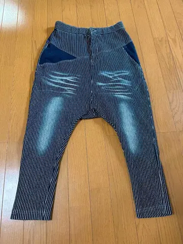 히코리 데님 사루엘 팬츠 스트라이프 지우 센소유니코 사이즈 38