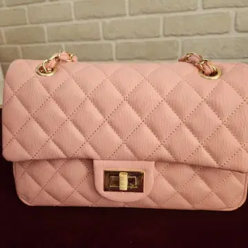 미사용 새상품! 퀼팅 체인 숄더 2Way Bag 소가죽 핑크