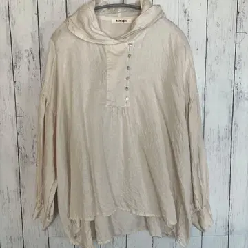 tumugu: 솔리 린넨 후드 부착 긴팔 셔츠